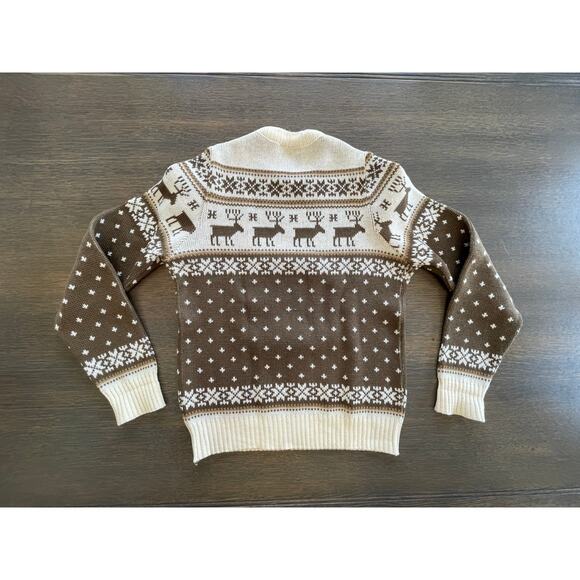 xs Vintage Demetre Pure Virgin Wool Sweater Reindeer Snowflakes Ski Sweater - Picture 2 of 16